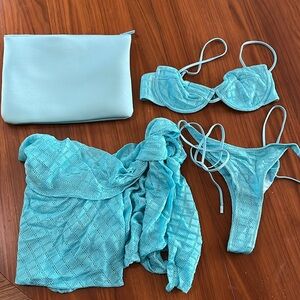 Triangl 3 piece bikini set medium turqouise blue NWOT never worn brand new